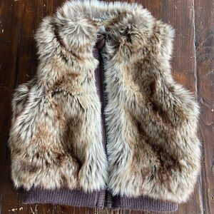 Starting Out Brown Fur Vest Plush Sleeveless